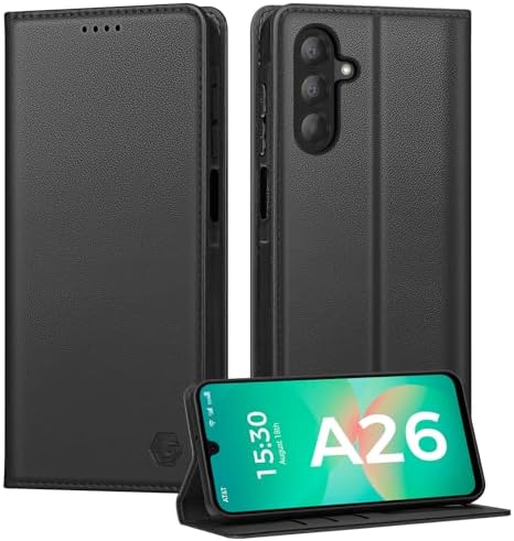 Kirnntca Handyhülle für Samsung Galaxy A26 5G Hülle, Kartenfach Premium PU Leder Klapphülle Schutzhülle, Standfunktion Tasche Flip Case für Samsung Galaxy A26 5G - Schwarz