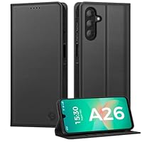 Kirnntca Handyhülle für Samsung Galaxy A26 5G Hülle, Kartenfach Premium PU Leder Klapphülle Schutzhülle, Standfunktion Tasche Flip Case für Samsung Galaxy A26 5G - Schwarz