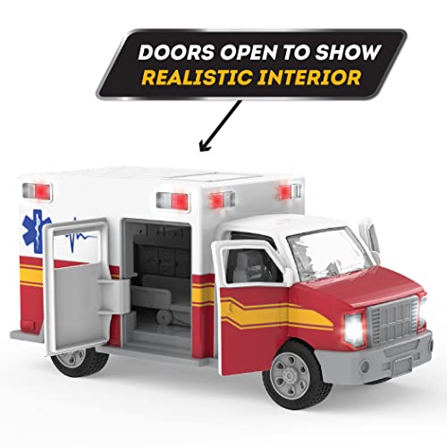 Driven by Battat – Micro Ambulance – Toy Truck with Lights and Sound – Rescue Trucks and Toys for Kids Aged 3 and Up, WH1126Z - Thumbnail 5