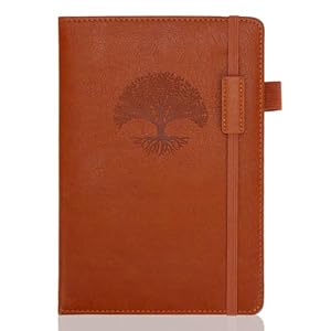 EOOUT A5 Leather Lined Journal for Women Men, 240 Pages Tree of Life Hardcover Journaling Notebook for Writing College Ruled Notebook for Travel Work Office Thick Paper 5.7″ x 8.3″