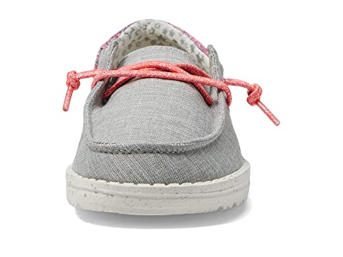 Hey Dude Wendy Funk (Little Kid/Big Kid) Loafers For Kids - Rounded Toe - Adjustable Elastic Lace-Up Vamp Grey 6 Big Kid M #TOP5
