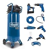 Scheppach Kompressor HC51V (1500W, 50 L, 10 bar, Ansaugleistung 220 l/min, Druckminderer, ölfrei, stehende platzsparende Bauweise) - mit 21 tlg Zubehör Druckluft-Werkzeug-Set