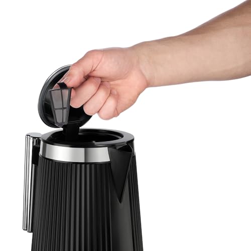 Russell Hobbs Hervidor de Agua Eléctrico [1,7L, 2400W] Brontë Black (Diseño Mate, Detalles de acero inoxidable, Boquilla Precisa, Indicador Agua, Base 360°, Luz Interna, Negro) 26750-70 - imagen 7