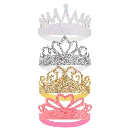 4 tiaras de cabelo com glitter para meninas, com coroa de princesa, elásticas, faixas de cabelo brilhantes para meninas