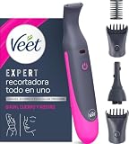 Veet Recortadora Todo en Uno, Bikini y Cuerpo Completo, Cara y Cejas, Rasuradora Mujer Zona Íntima Resistente al Agua, Con 2 Cabezales y 4 Peines para precisión, con Cargador USB