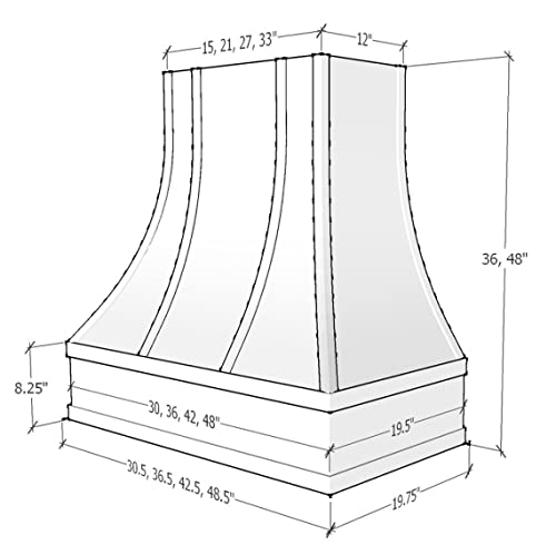 Riley & Higgs Curved Front Unfinished Range Hood Cover With Decorative Molding - Wall Mounted Wood Range Hood Covers, Plywood And Maple | 36 Inches Wide X 48 Inches High #TOP4