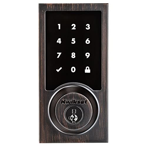 Image of Kwikset 916 Keyless Entry Touchscreen SmartCode Electronic Deadbolt Smart Lock Featuring SmartKey Security and ZigBee 3.0 Technology in Contemporary Venetian Bronze, Zigbee Hub Sold Seperately