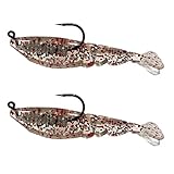 Four Horsemen Boom Boom Shrimp Plastic Bait Made in USA Saltwater Fishing Lures for Speckled Trout, Redfish - 1/8 Deathgrip Jighead Hook - Contains 2 Swimbaits