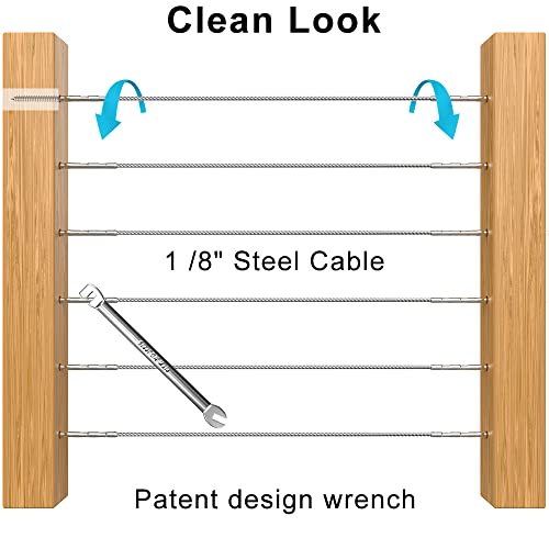 Steel DN Mate 60 Pack T316 Stainless Steel Left&Right Handed Thread Swage Lag Screws for Wood Post of 1/8" Deck Railing Kit, Cable Railing/Stair Deck Railing, DIY Hardware Kit, Wrench Included DM60