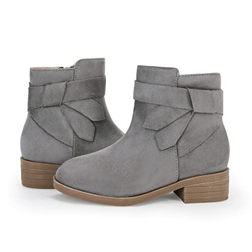 Piepiebuy Kids Girls Tie Knot Ankle Boots Chunky Low Block Heel Chelsea Dress Booties Winter Shoes With Zipper #TOP1