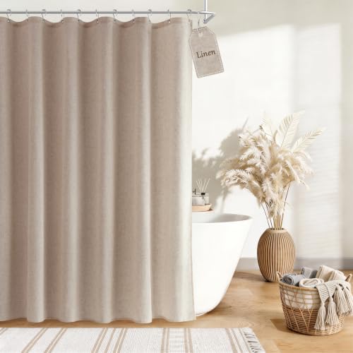 Nanspring Linen Shower Curtain for Bathroom 72x72 Inch 1 Panel Sand Beige by Nanspring - Used condition - US$32.01