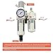 RIH Pneumatics Compressed Air Filter Regulator Lubricator Combo Water/Oil Trap Separator - Gauge(0-150 psi), Semi-Auto Drain, Poly Bowl,Bracket - 3 in 1 Two Unit (3/8“ NPT Auto Drain)