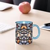 DZBDWZXH Sky Blue Ceramic Coffee Mugs 11oz, (Pebble Stone) Print Restaurant Coffee Mug for Coffee,Cappuccino,Tea,Cocoa,Cereal - Image 8