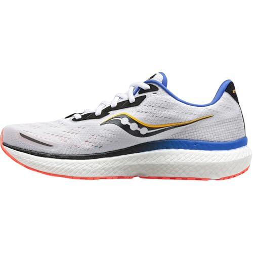 Saucony Men's Triumph 19 Sneaker, White/Black/Vizi, 8