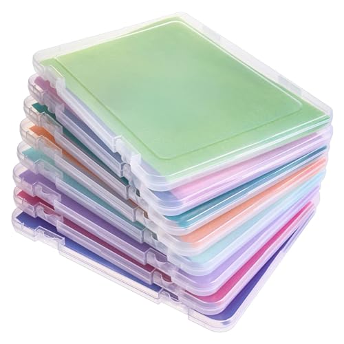 A4 Capa de projeto portátil transparente grossa para scrapbook, caixa de armazenamento com alça, cai