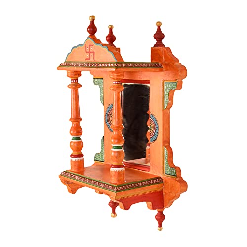 Image of AAKRITI ART CREATIONS Handcrafted Wall Decor Jharokha in Sunset Orange (10x6x16)