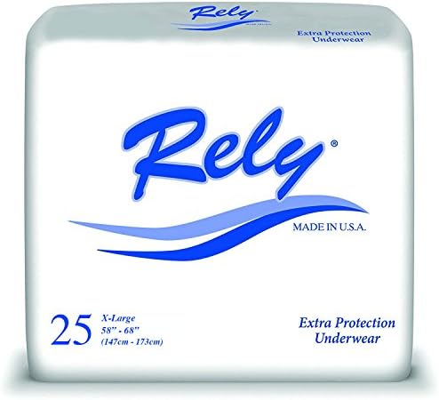 Rely Extra Protection Underwear Adult Pull-Up, X-Large (58" - 68"), Pack of 25