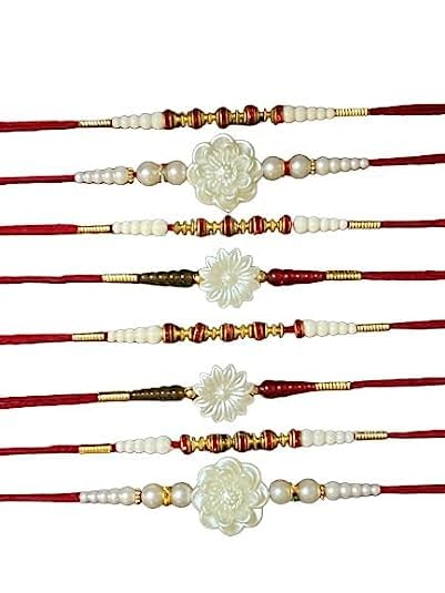 Raksha Bandhan Rakhee For Brother Indian Rakhi Sisters Traditional Handmade Desiger Rakhi Pack of 8 Combo Multicolour Rakshabandhan Religious Brothers Gift (Assorted Design)