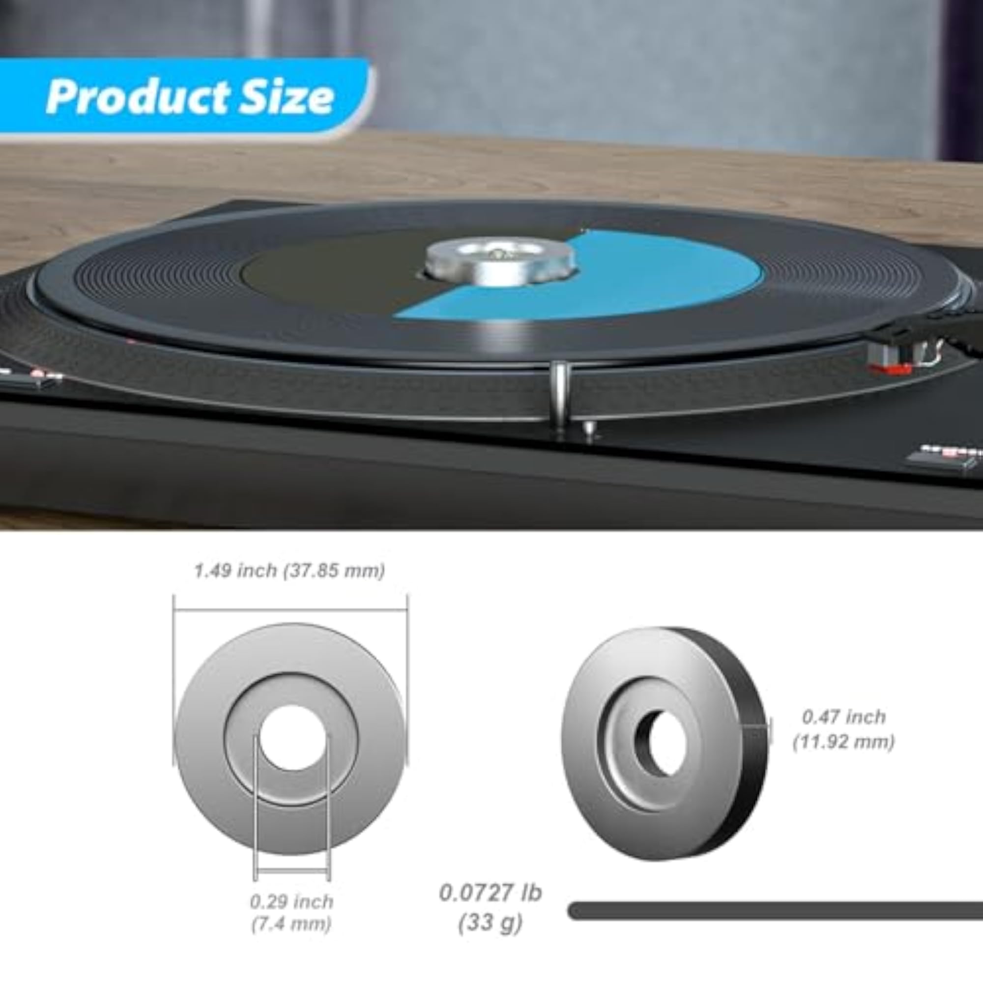 45 RPM Adapter for 7" Vinyl Records, Home Use