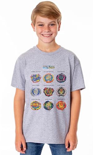 Beyblade Burst TV Show Series - Camiseta unisex con cuello redondo para niños, Gris, X-Small