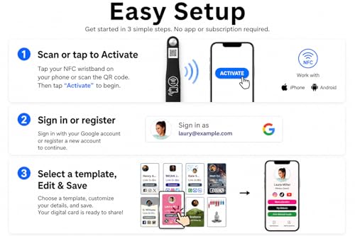 Bracelet NFC connecté QR code pour partage de contact iPhone Android - 4