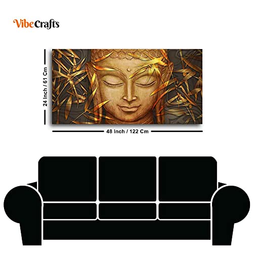 Image of VIBECRAFTS Canvas Paintings for Living Room Drawing Room Gautam Buddha With Serene Smile Canvas Wall Painting Fitted With Wooden Frame For Home | Office | Living Room | Gift (PTVCH 2491)