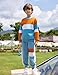 mkodopy Boys Clothes Hoodie Sweatsuits Tops and Pants Boys Fall Winter Outfits Boy Clothing Set (Blue Orange, 4-5T)