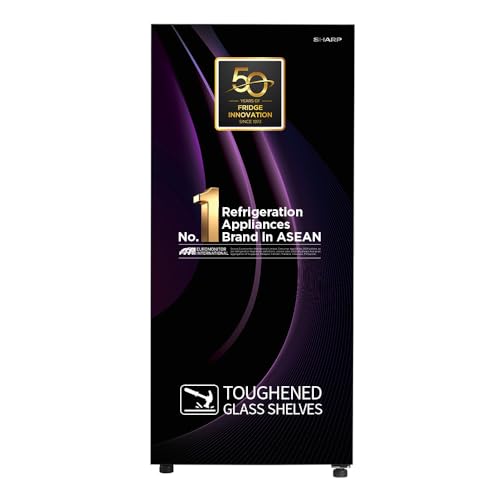 SHARP 187 L 2 Star 60 Mins Fast Ice Direct Cool Single Door Refrigerator |Japan 7 Shield Protection|Max Storage|ISI Certified Mirror Glass Finish Door| (Galaxy Strom, SJ-DF207N2-GKG)