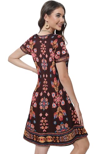 Image of Summer Dresses for Women Casual Tshirt Short Sleeve Floral Sundress Beach Cover Ups with Pockets 2026