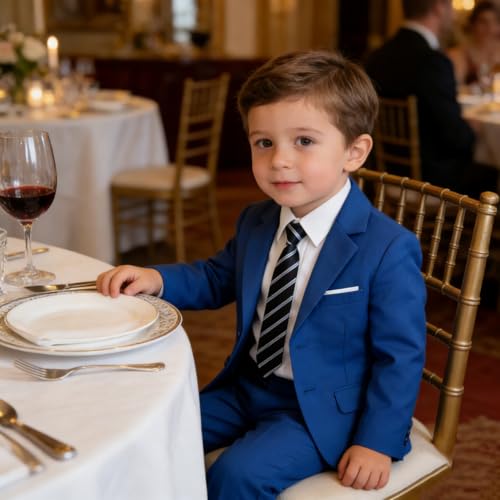 Image of Baby Boy Formal Suit for Toddler Infant Tuxedo Dress Suits | Little Gentleman, Wedding Ring Bearer Outfit, Vest Pants Long-Sleeve Shirt Tie, Birthday Party Christmas Prom, Classic