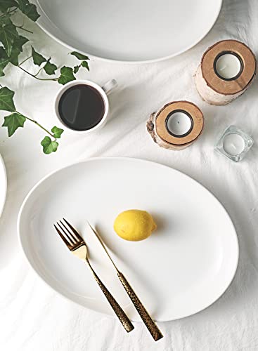 Sweese 717.101 Oval Serving Platters, 14.5 Inch White Porcelain Serving Platters For Party, Large Oval Serving Trays Serving Plates For Fish Dish, Steak, Restaurant, Dessert Shop, Set Of 2 #TOP6