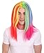 Rainbow Rapper Long Straight Wig, Rainbow Celebrity Breathable Capless Cap Designed Wigs