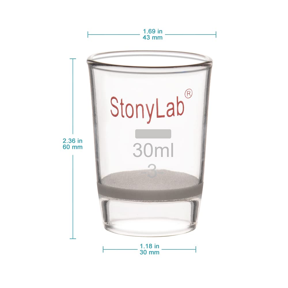 stonylab Crogiolo di Vetro Gooch, Crogiolo Filtrante Gooch in Vetro Borosilicato a Forma Bassa con Disco Fritto, Porosità G3 da 30 ml