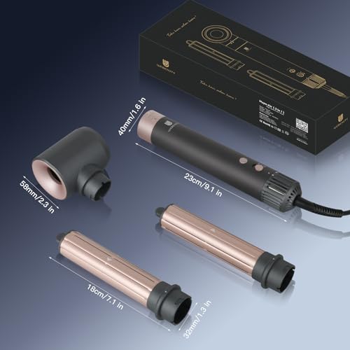 (3 en 1)webeauty Secador de Pelo & Air Styler, 110,000 RPM/Min, 20 M/S, 200 Millones Ioni Negativo Hair Dryer, Aire Rizador Automático Para el Secado, Rizado, Cuidado del Cabello, Oro Rosa