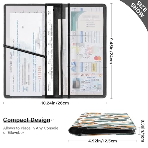 Car Registration and Insurance Holders Rainbow Boats Print, PU Leather for License Documents Cards3