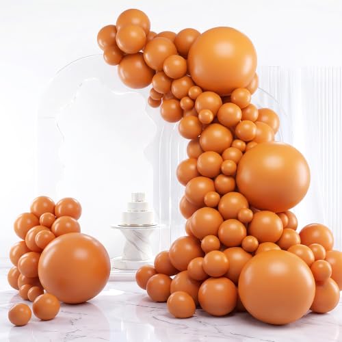 RUBFAC Lot de 129 ballons orange brûlé de différentes tailles - Lot de 18, 30, 25, 12 cm
