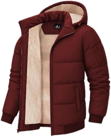 ZITY Herren Winterjacke mit abnehmbare Kapuze Winddicht Outdoor Jacke | Wasserabweisende Warm Gefüttert Fleecejacke Mit Taschen Für Winter Herbst Alltag