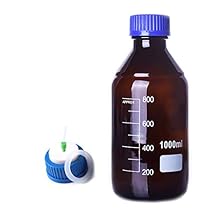 MBX-1001 Glass 100ml Amber Brown Round Media Reagent Bottle with Screw PTFE 1-Hole Mobile Phase Cap GL45