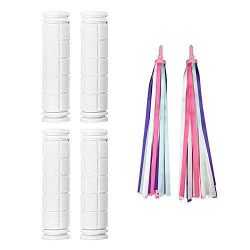 Platt Kids Bicycle Handle Bar Grips 2 Pairs Colorful Rubber Mushroom Grips With Ribbons Streamers For Balance Bikes, Scooters, And Childrens Bmx Bicycle Handlebars #TOP6