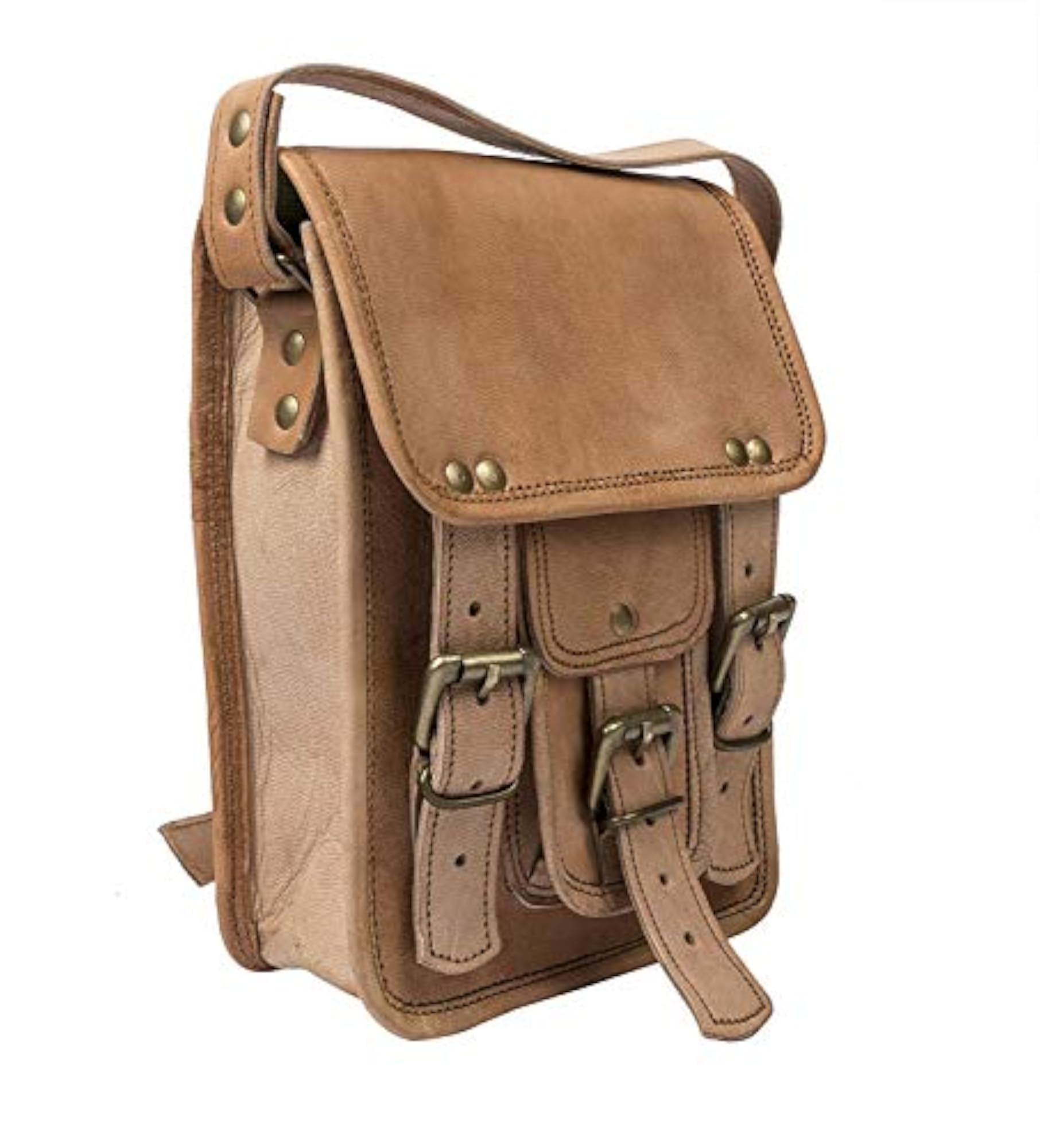 Brown Genuine Leather Vertical Sling Bag
