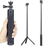 GEPULY Extendable Selfie Stick with Tripod Stand for GoPro Hero 10 9 8 7 6 5 4 3 2 Fusion Max, OSMO...