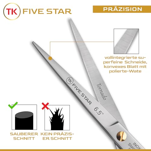 TK FIVE STAR Tornado Premium 6' extra Scharfe Friseurschere Haarschere Haarschneideschere für Damen Herren Friseure und Salons für feine und kräftige Haare Rostfrei