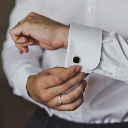 Square Cufflinks for Men Black Cuff Links Black Gold Classic for Wedding Business Groom Best Man2