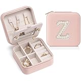 Vlando Girls Fashion Initial Jewelry Box - Small Travel Case, Mini Case - Letter Z, Pink
