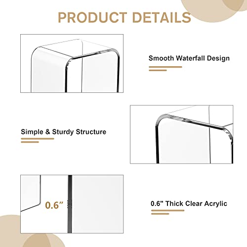 Fansafurn Acrylic Side Table, Clear End Table With Waterfall Edges, Acrylic Nightstand For Livingroom Small Spaces Bedroom #TOP6