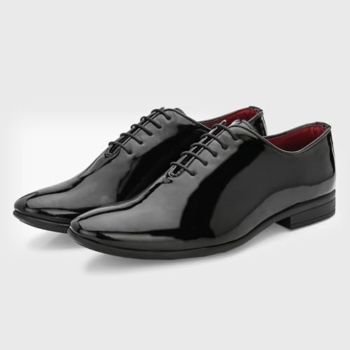 Image of Centrino Men's Glossy Formal Shoes |Lace-Up Design with Cushioned Insole for Comfort | Comfort, Style and Durability for Professional or Formal Wear |Craftsmanship for All-Day Elegance (9750)