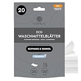 Cosmeau Waschmittel Blätter für Schwarze und Dunkle Wäsche - Meeresbriese - bis zu 20 Waschgänge (20 Blätter) - Nachhaltige Waschmittelblätter - Plastikfrei & Perfekt als Reisewaschmittel