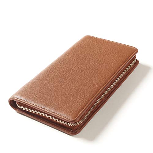 Leatherology Cognac Travel Zip Organizer Wallet, Passport Holder, Rfid Available, Full Grain Leather #TOP2