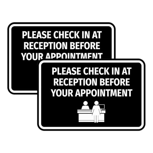 Classic Framed Please Check In At Reception Before Your Appointment Sign (Black) - Large (2 Pack)