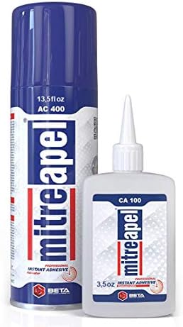 MITREAPEL Super CA Glue (3.5 oz.) with Spray Adhesive Activator (13.5 fl oz.) - Ca Glue with Activator for Wood, Plastic, Metal, Leather, Ceramic - Cyanoacrylate Glue for Crafting&Building (1 Pk)